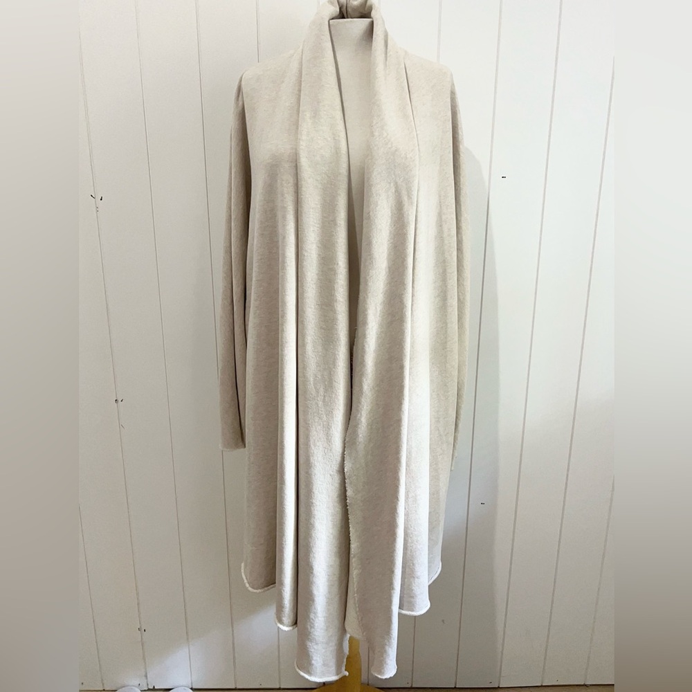 Frank & Eileen  Cardigan NWOT Long Draped Openfront transitional cream Size L